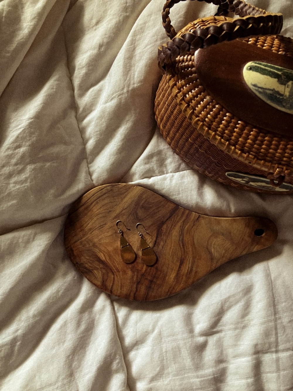 Handcrafted Natalie Borton Antique Gold/ Brass Teardrop Earrings